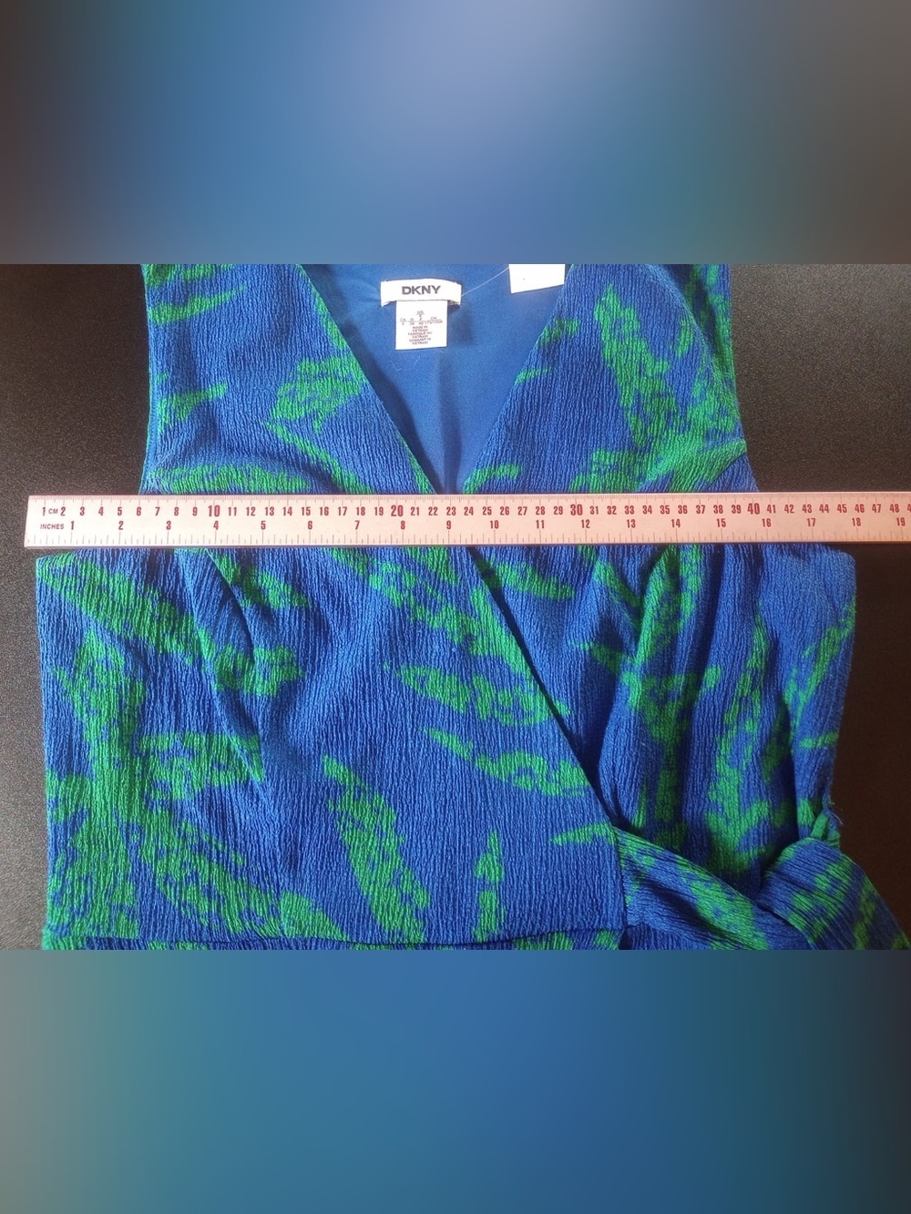 DKNYC Blue & Green Wrap Midi Dress with Leaf Print - Picture 6 of 7